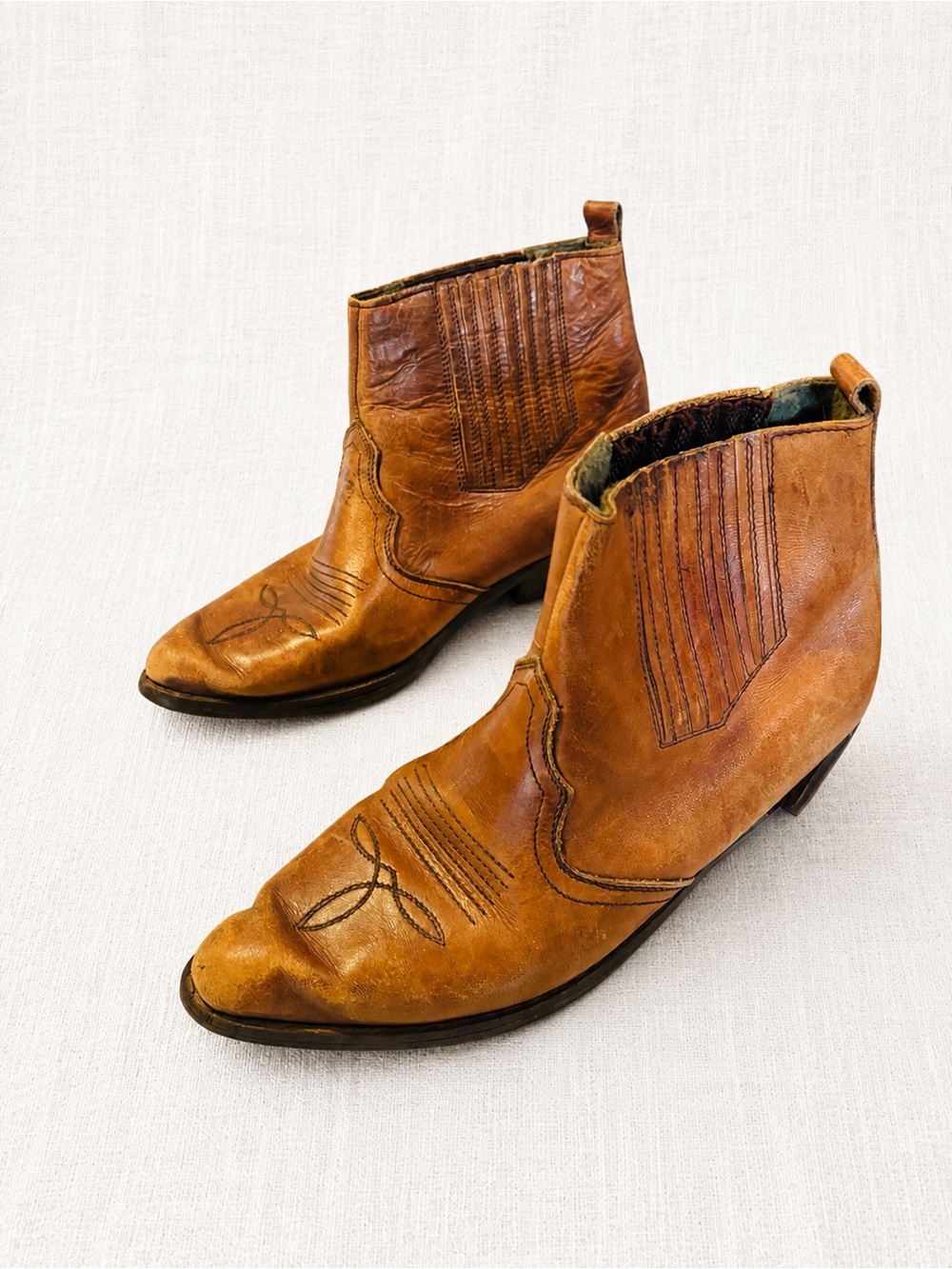 Vintage Cedar Ridge Brown Leather Western Cowboy Ankle Boots Women’s 7.5
